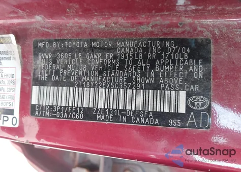 2005 Toyota Corolla Xrs from USA, damaged, VIN 2T1BY32EX5C357291